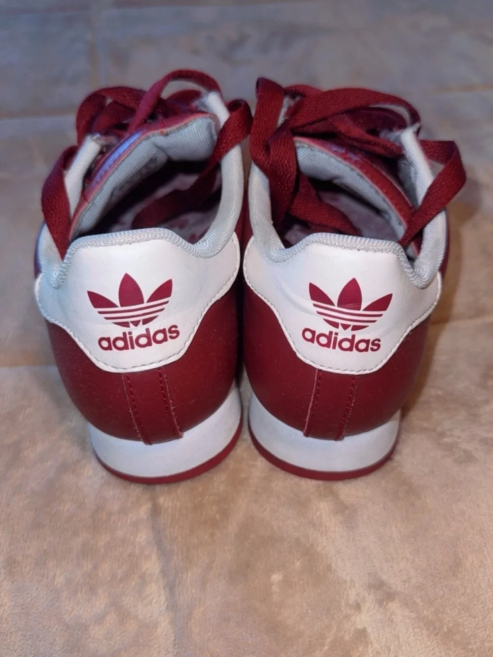 adidas Red and White Women's Lace-Up Sneakers